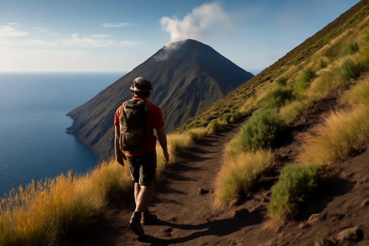Trekking sulle pendici del vulcano Stromboli: il tratto panoramico che pochi percorrono